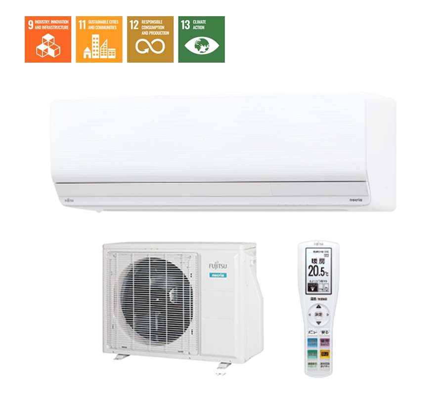 The Gokudan nocria inverter ACs for cold climate in Japan (‘Gokudan’ means extremely warm in Japanese.)